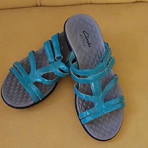 Clarks Privo Teal Strappy Sandals